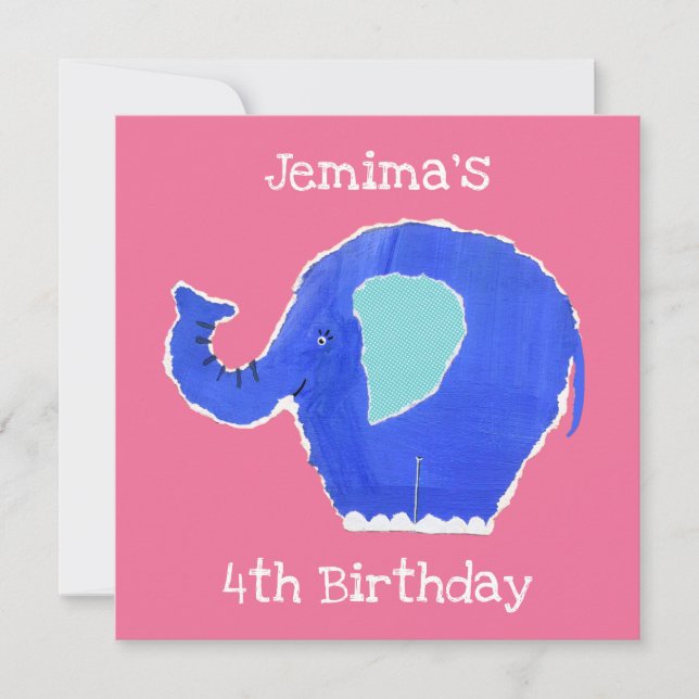 Convite de aniversário de elefante personalizado (Frente)