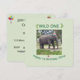Convite de Aniversário de Elefante Selvagem para P