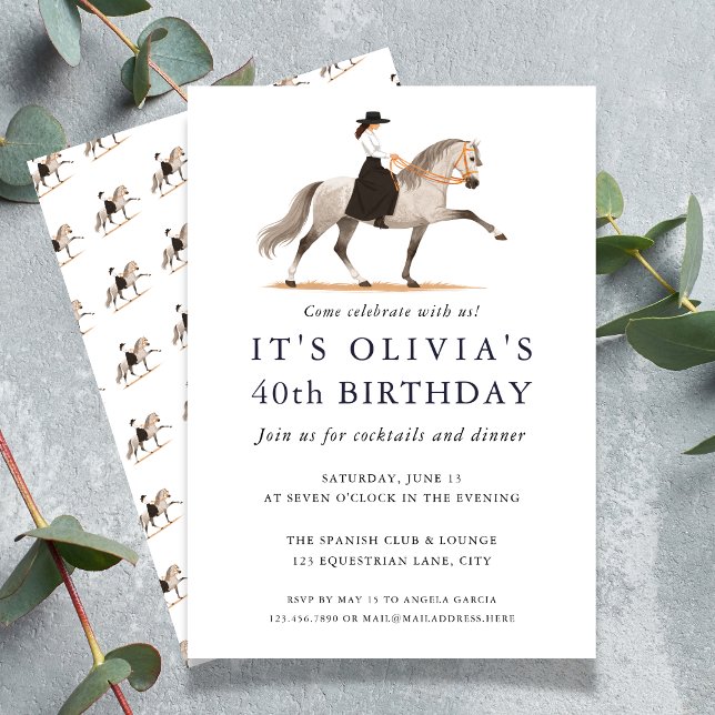 Convite de Aniversário de Equestre Espanhol Elegan (Elegant Spanish Equestrian Birthday Invitation)