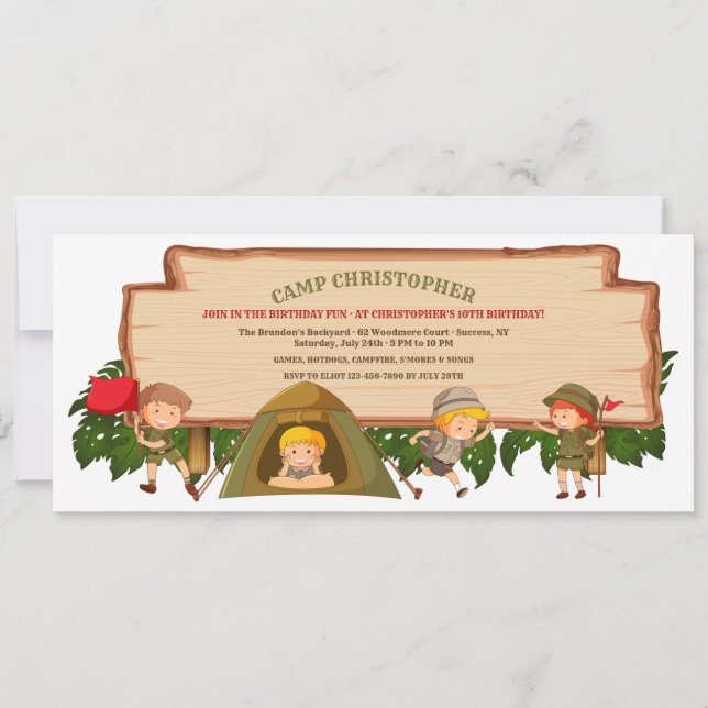 Convite de aniversário de escutas de campanha (Frente)