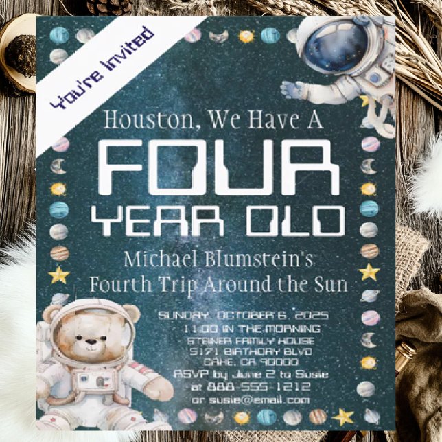Convite de aniversário de Espaço Exterior de Idade (Criador carregado)
