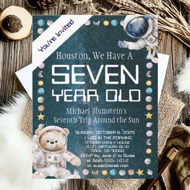 Convite de aniversário de Espaço Exterior de Idade (Criador carregado)
