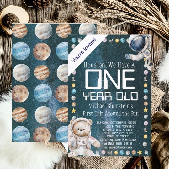Convite de aniversário de Espaço Exterior de Idade (Criador carregado)