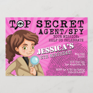 Convite de aniversário de Espiã do Agente Secret