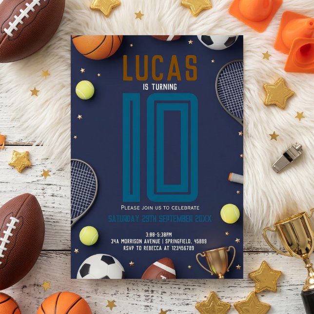 Convite de Aniversário de Esportes para Crianças (Criador carregado)