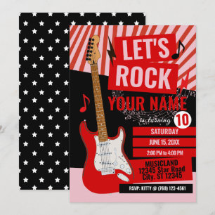 Convite de Aniversário de Estrela do Rock