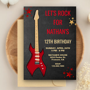 Convite de Aniversário de Estrela do Rock com Guit