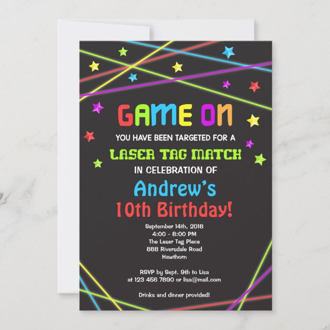 Convite de aniversário de etiqueta laser, convite  (Frente)