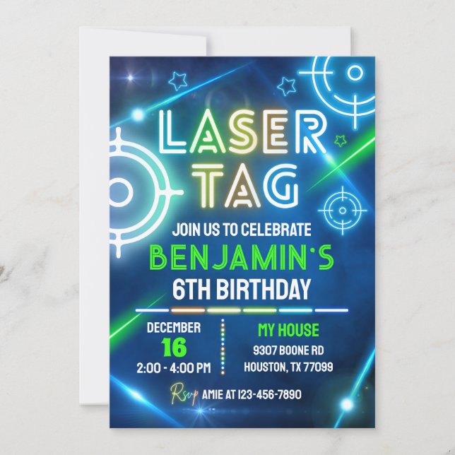 Convite de aniversário de etiqueta laser, etiqueta (Frente)