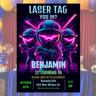 Convite de aniversário de etiqueta laser neon