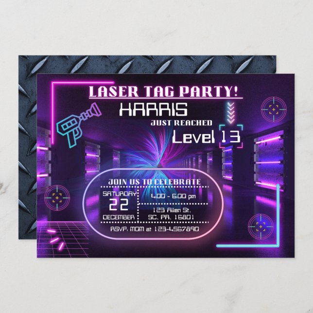 Convite de aniversário de etiqueta laser para garo (Frente/Verso)