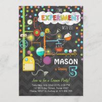 Convite de aniversário de Experiência Científica