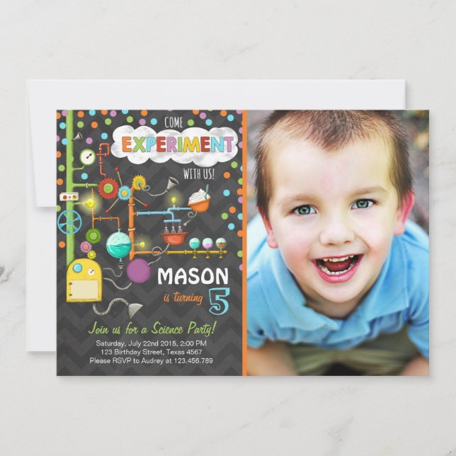 Convite de aniversário de Experiência Científica (Frente)