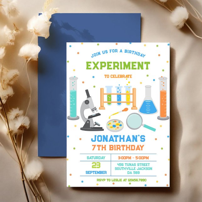 Convite de Aniversário de Experiência de Ciência L (Criador carregado)