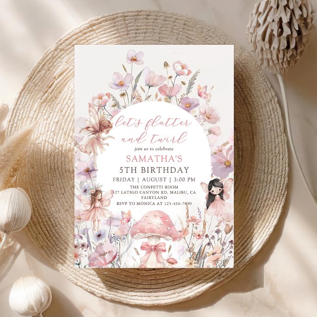 Convite de Aniversário de Fada com Borboleta Flora (Criador carregado)