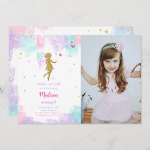 Convite de aniversário de fada com foto