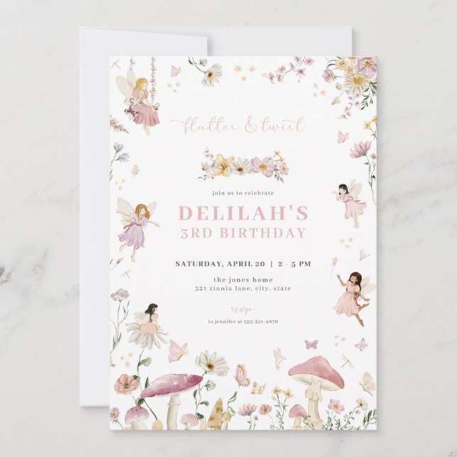 Convite De Aniversário De Fada De Queijo (Frente)