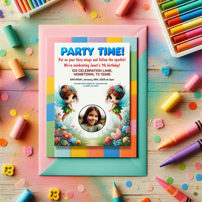 Convite de aniversário de Fada Encantada (Criador carregado)