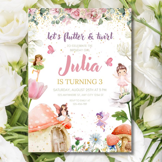 Convite de Aniversário de Fada Floral, Meninas do  (Criador carregado)