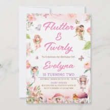 Convite de Aniversário de Fada Giratória e Flutuan