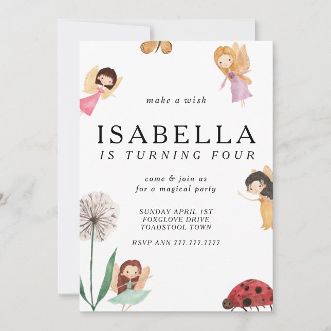 Convite de Aniversário de Fada Mágica Whimsical (Frente)