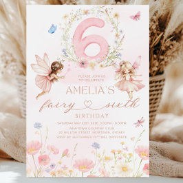 Convite de Aniversário de Fada Menina, 6º Aniversá