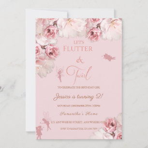 Convite de aniversário de Fairies Florais Rosa