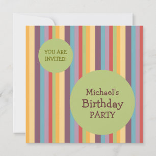 Convite de aniversário de faixas coloridas