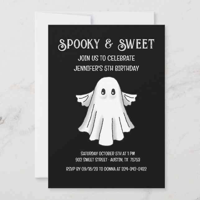 Convite de Aniversário de Fantasma Assustador (Frente)