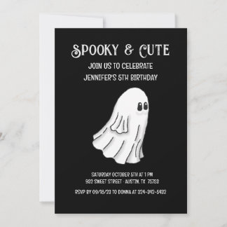 Convite de Aniversário de Fantasma Assustador e Fo