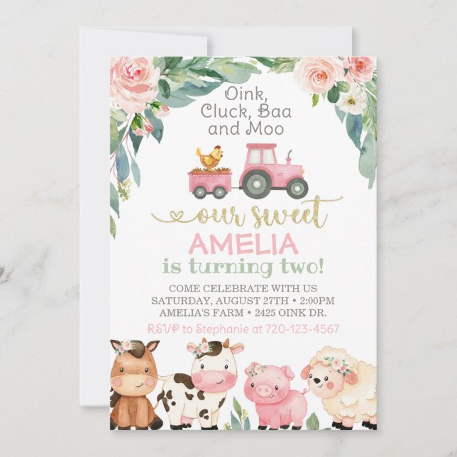 Convite de aniversário de fazenda, Convite para Fa (Frente)