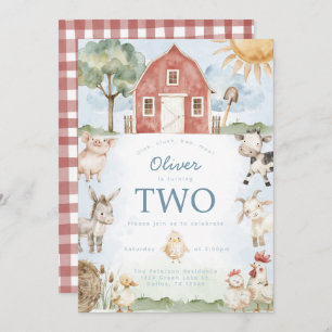 Convite de aniversário de Fazenda de Red Barn