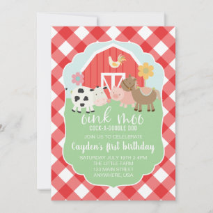 Convite de aniversário de Fazendas com xadrez ver