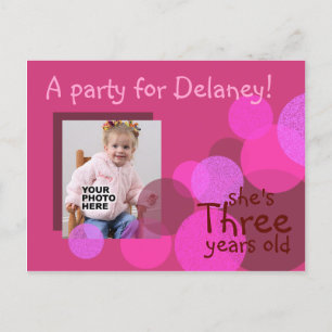 Convite de aniversário de felicidade (cerise)