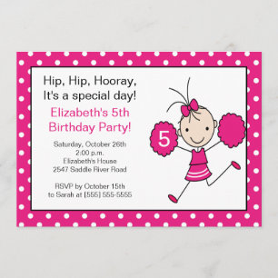 Convite de Aniversário de Feliz Cheerleader Rosa 