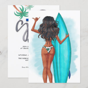 Convite de Aniversário de Férias de Praia de Surf