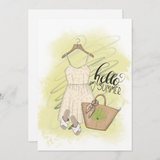 Convite de aniversário de Férias de Praia de Verão (Frente/Verso)