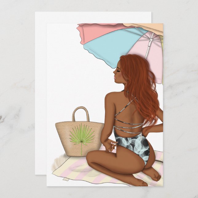 Convite de aniversário de Férias de Praia de Verão (Frente/Verso)