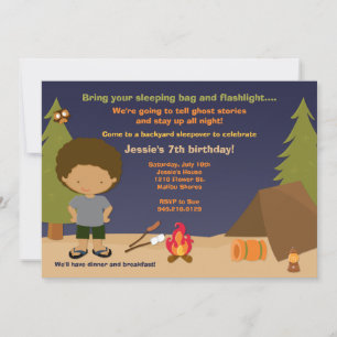 Convite de Aniversário de Festa de Acampamento