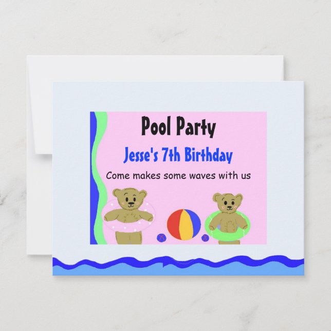Convite de Aniversário de Festa de piscina (Frente)