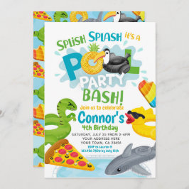Convite de Aniversário de Festa de piscina