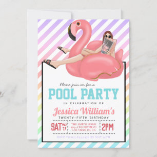 Convite de Aniversário de Festa de piscina