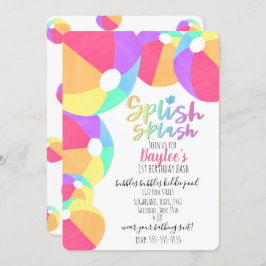 Convite de Aniversário de Festa de Piscina