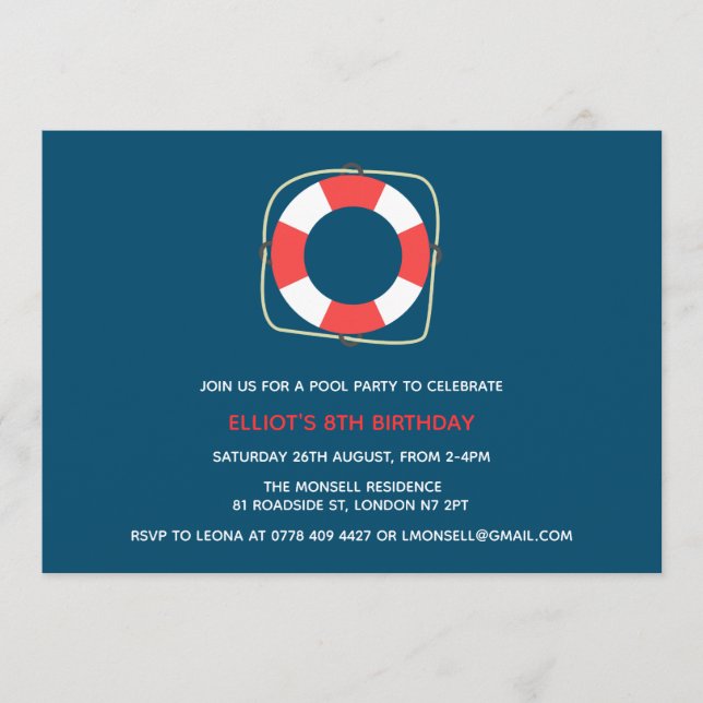 Convite de Aniversário de Festa de piscina (Frente)