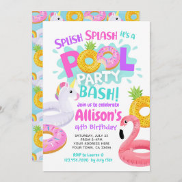 Convite de Aniversário de Festa de piscina