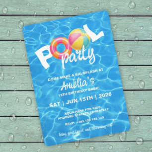 Convite de Aniversário de Festa de piscina