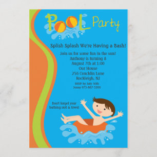 Convite De Aniversário De Festa De Piscina De Div