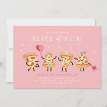 Convite de Aniversário de Festa de Pizza Fofa, Fat