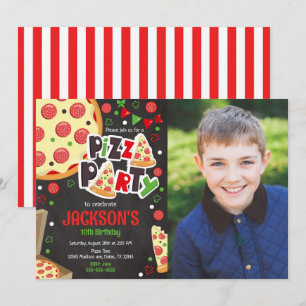 Convite de Aniversário de Festa de Pizza para Cria