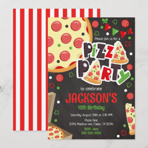 Convite de Aniversário de Festa de Pizza para Cria